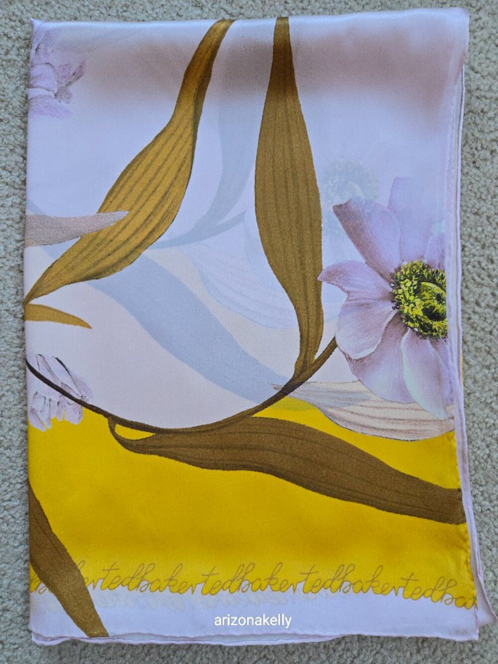 NWOT Ted Baker Silk Long Caitiee Cabana Scarf Hand Rolled Oblong Floral - Picture 10 of 12